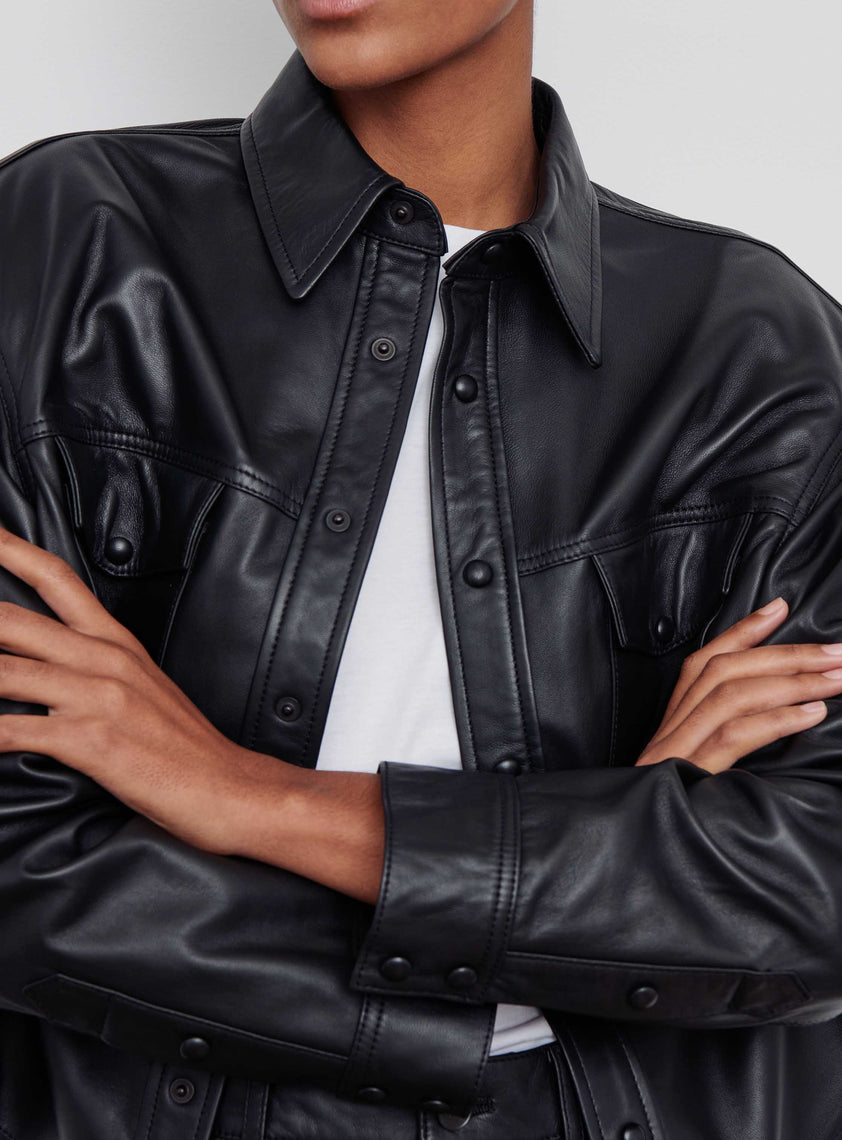 Leather Shirt Jacket